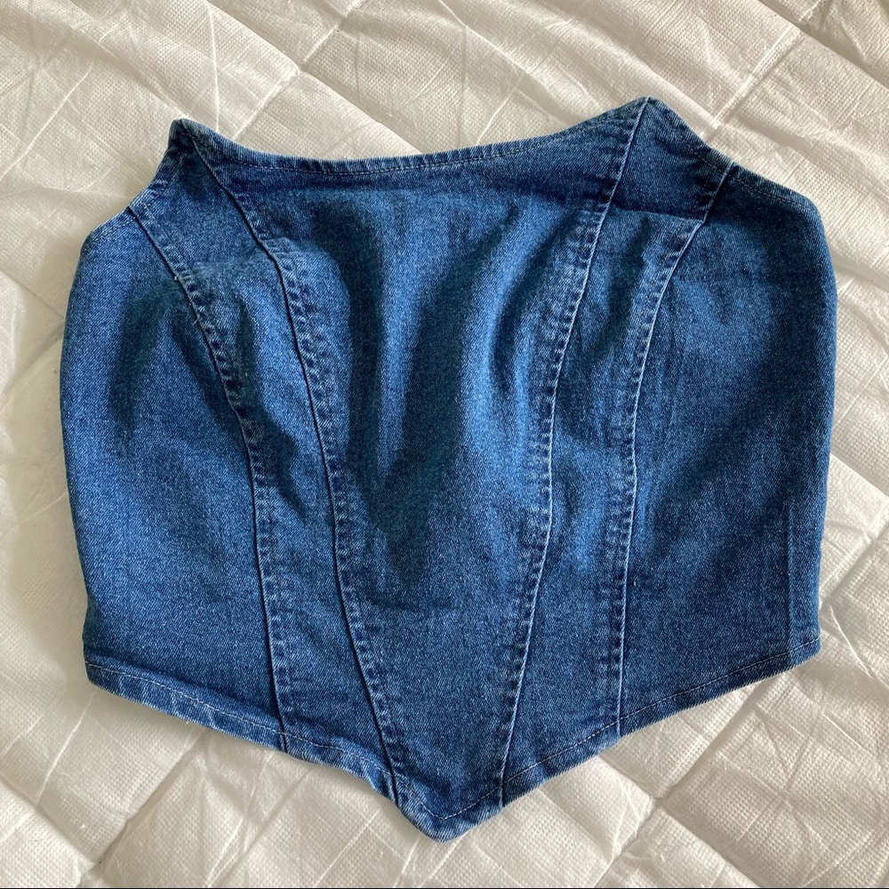 Denim zip back corset